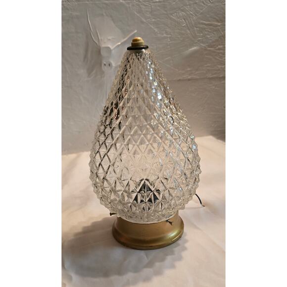 VTG Hollywood Regency MCM Diamond Cut Glass Flush Light - Picture 1 of 8